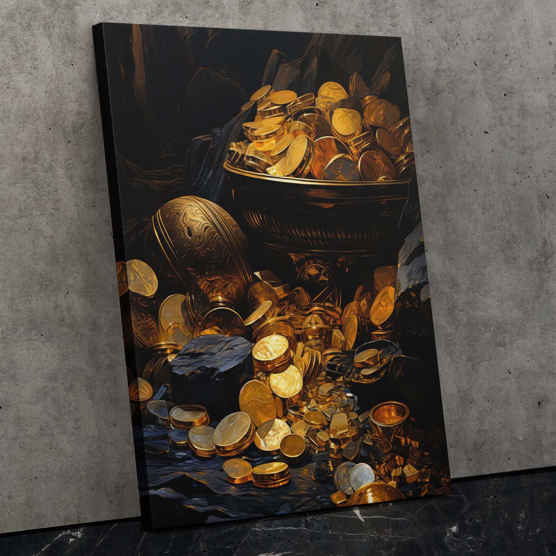 Gold Doubloons - Black Pirate Canvas Print