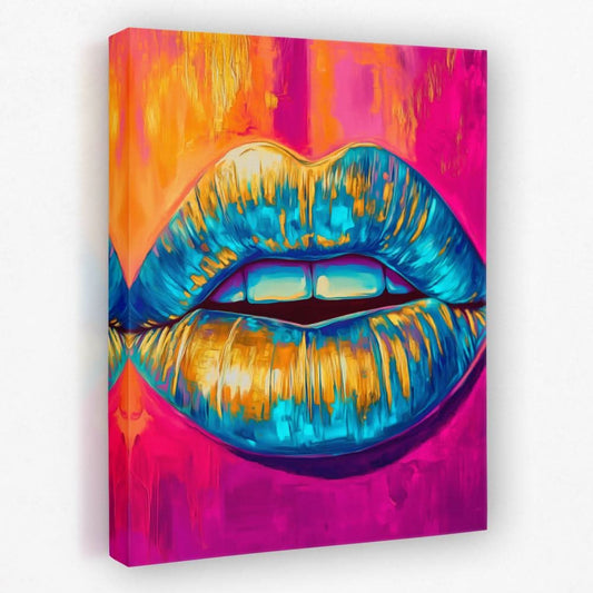 Gold-Dripped Kiss - Fashion Canvas Wall Art