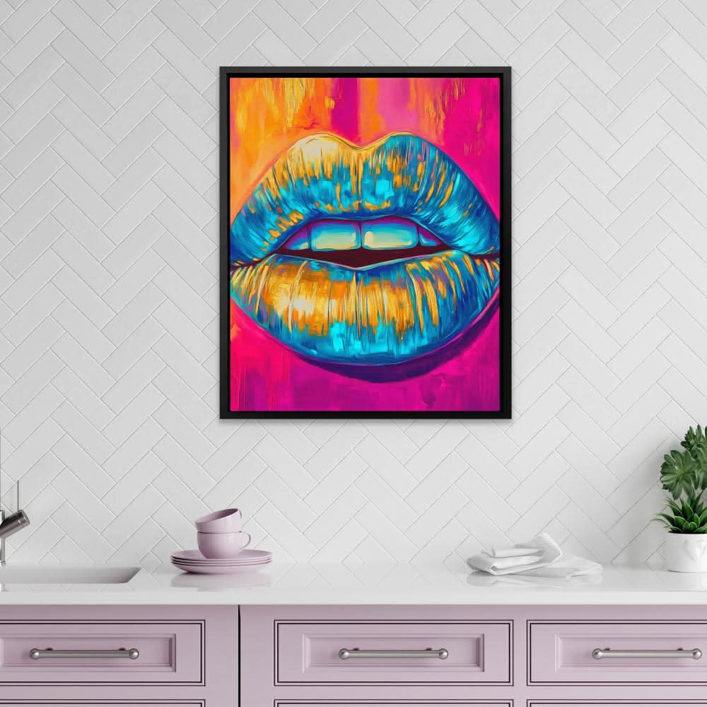 Gold-Dripped Kiss - Large Canvas Print