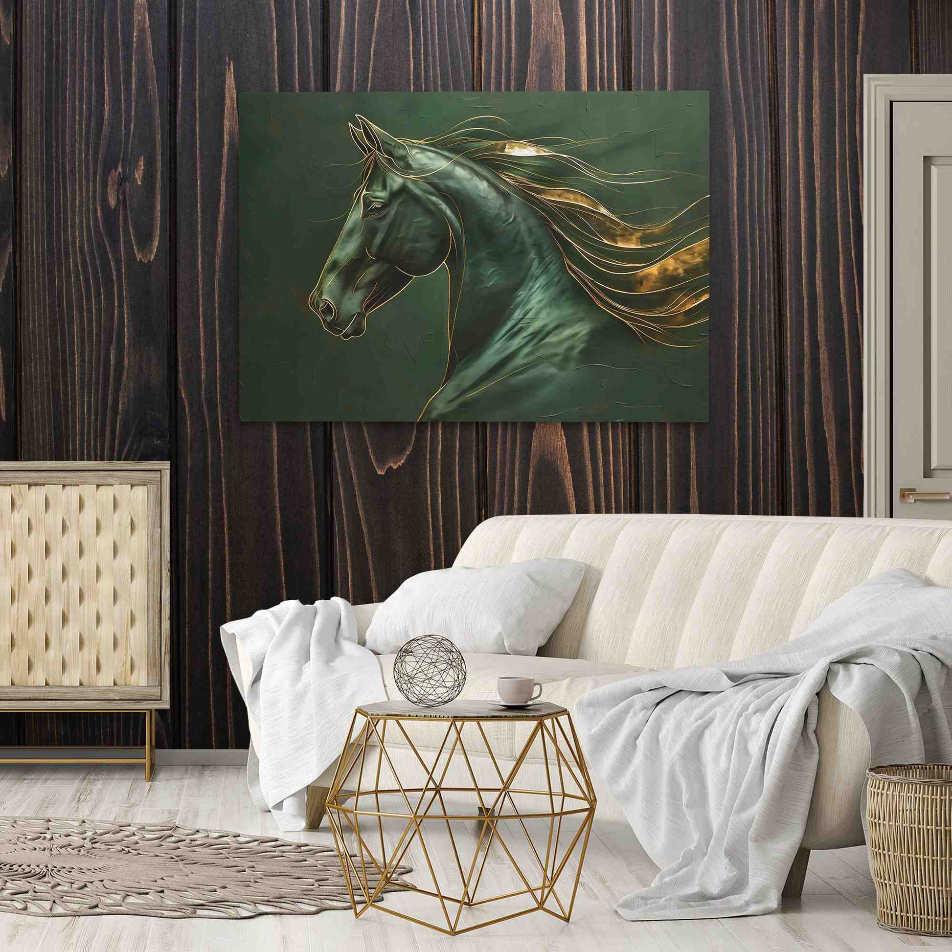 Gold Emerald Horse - Animals Art