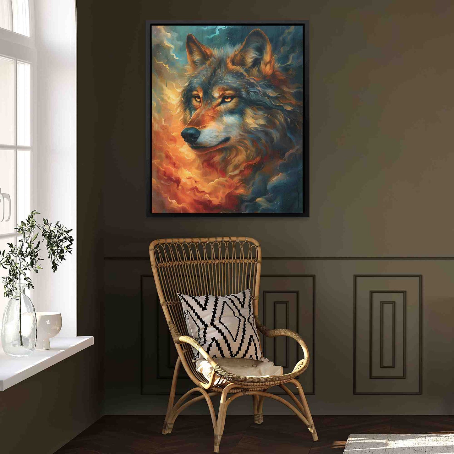 Gold Eyed Wolf - Large Abstract Canvas Print