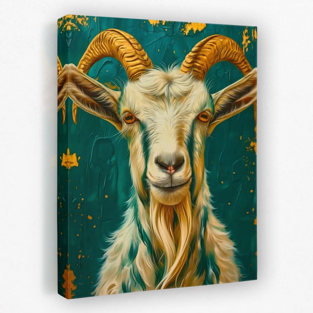 Gold Goat Horns - Animals Canvas Wall Art
