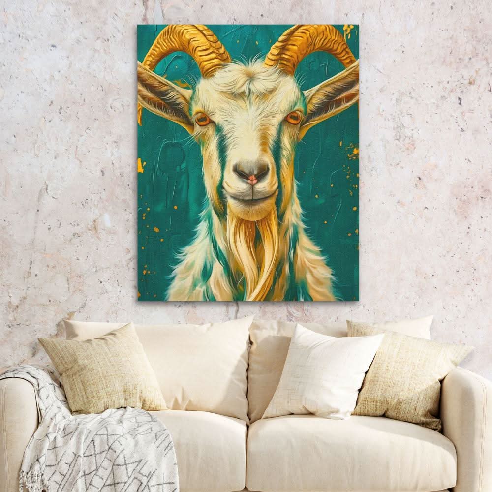 Gold Goat Horns - Large Canvas Print