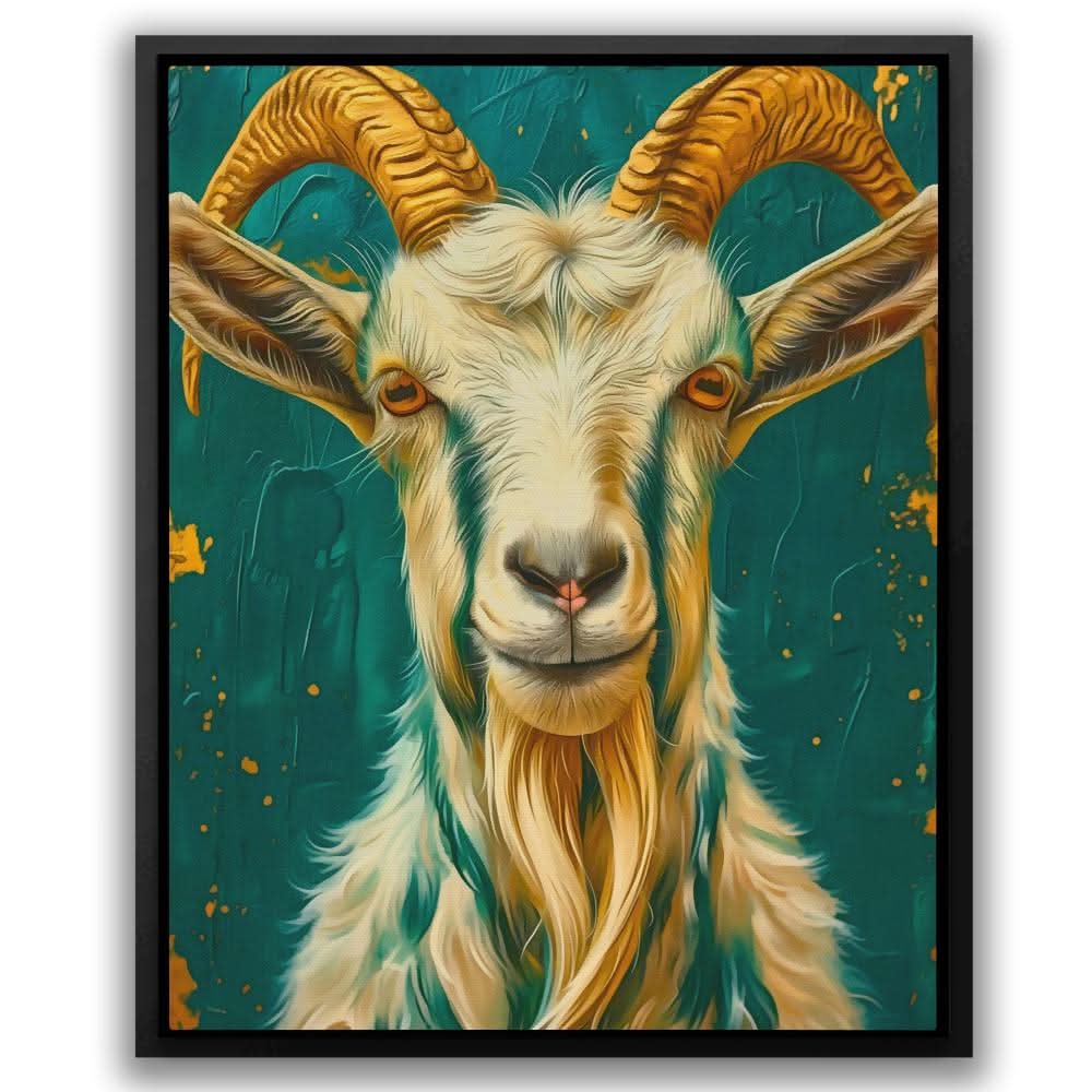 Gold Goat Horns - Gold Emerald Canvas Print