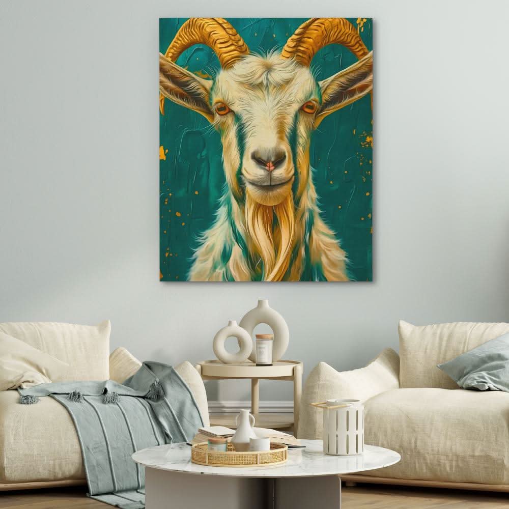 Gold Goat Horns - Gold Canvas Wall Art
