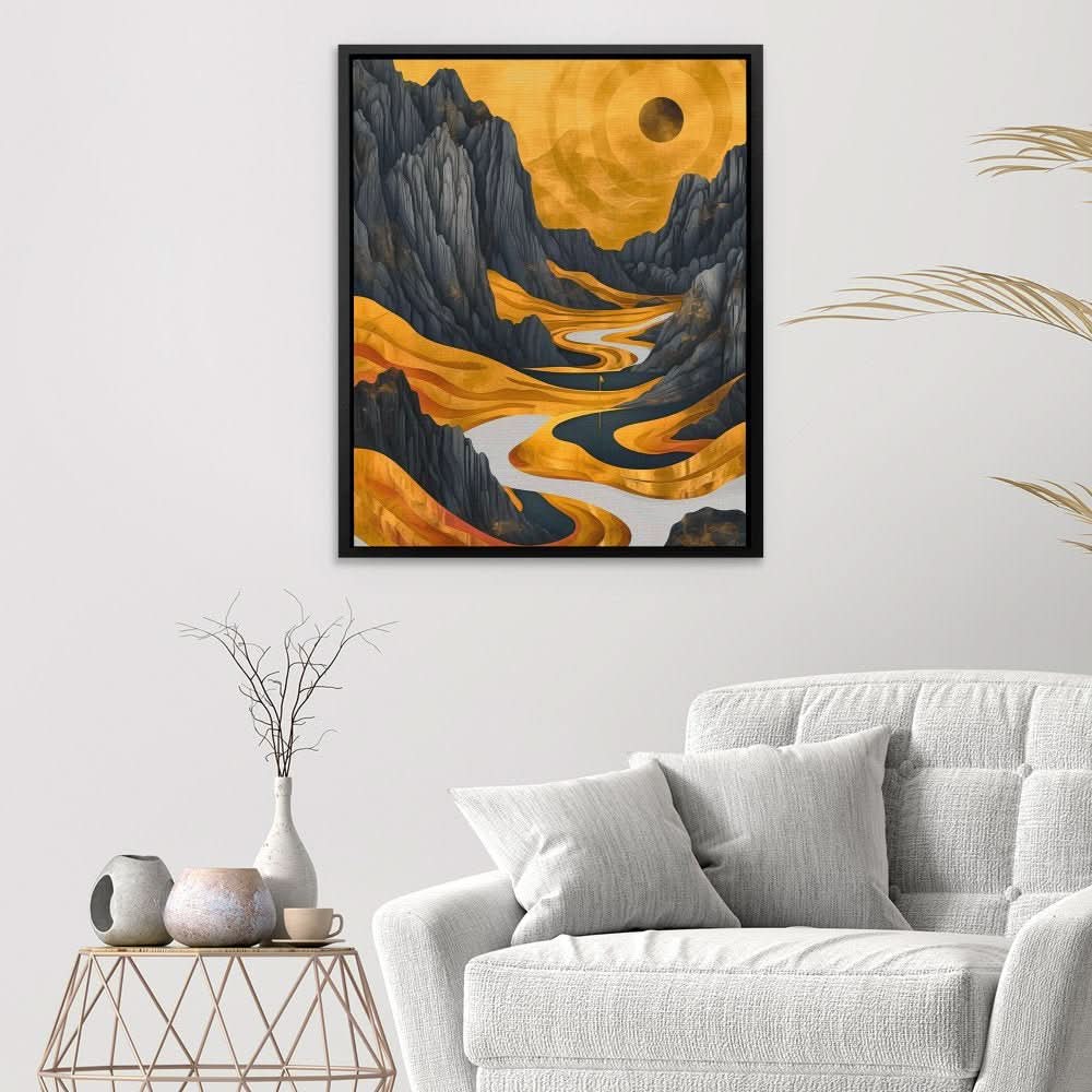 Gold Golf Course - Modern Gold Canvas Wall Art
