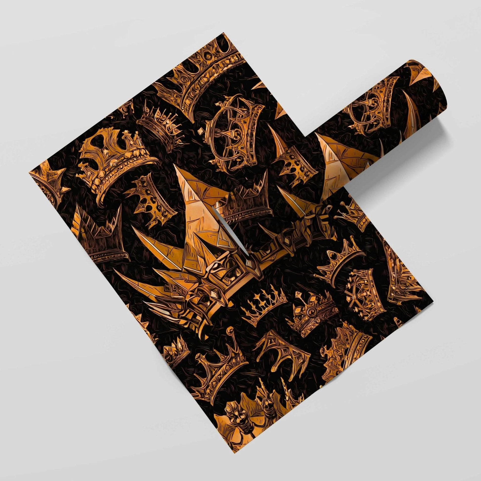 Gold Gothic Crowns Semi-gloss Print - Wall Art