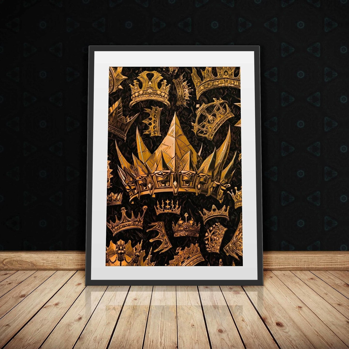 Gold Gothic Crowns Semi-gloss Print - Large Canvas Print