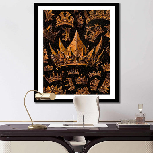 Gold Gothic Crowns Semi-gloss Print - Luxury Wall Art