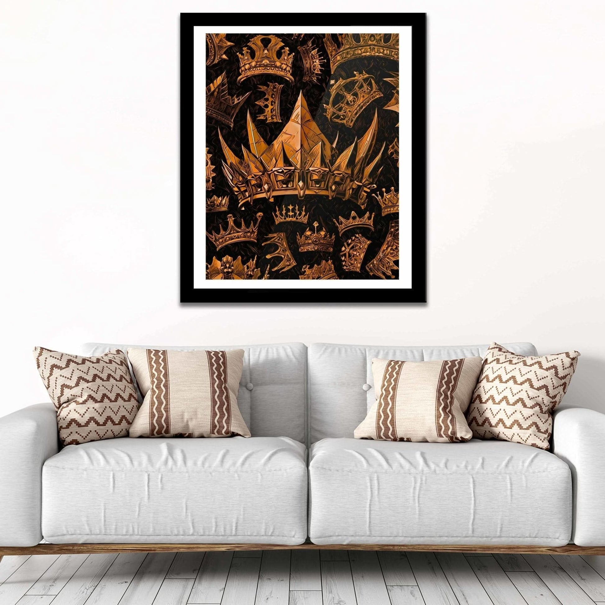 Gold Gothic Crowns Semi-gloss Print - Oversized Canvas Wall Art