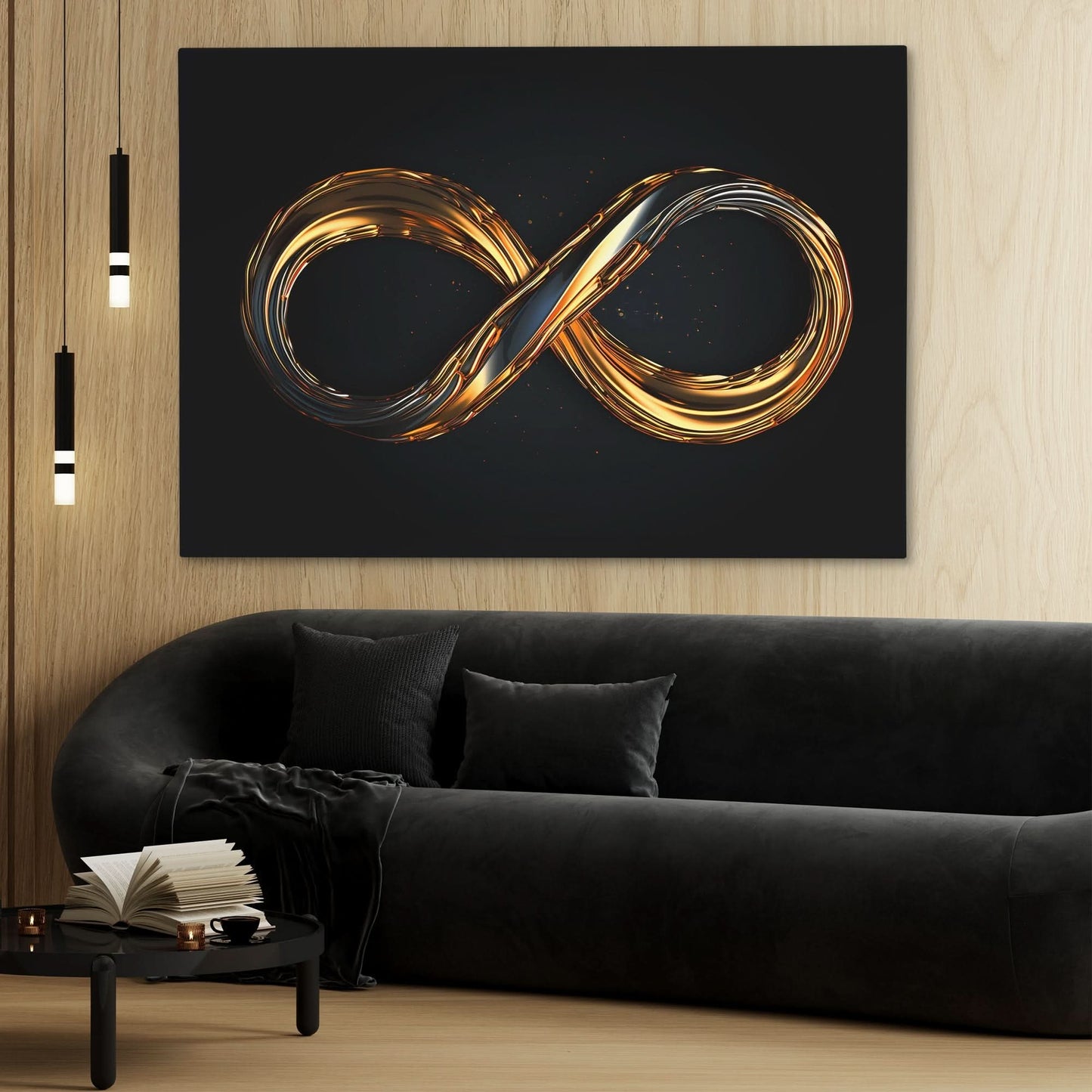 Gold Infinity - Abstract Wall Art in Black Frame