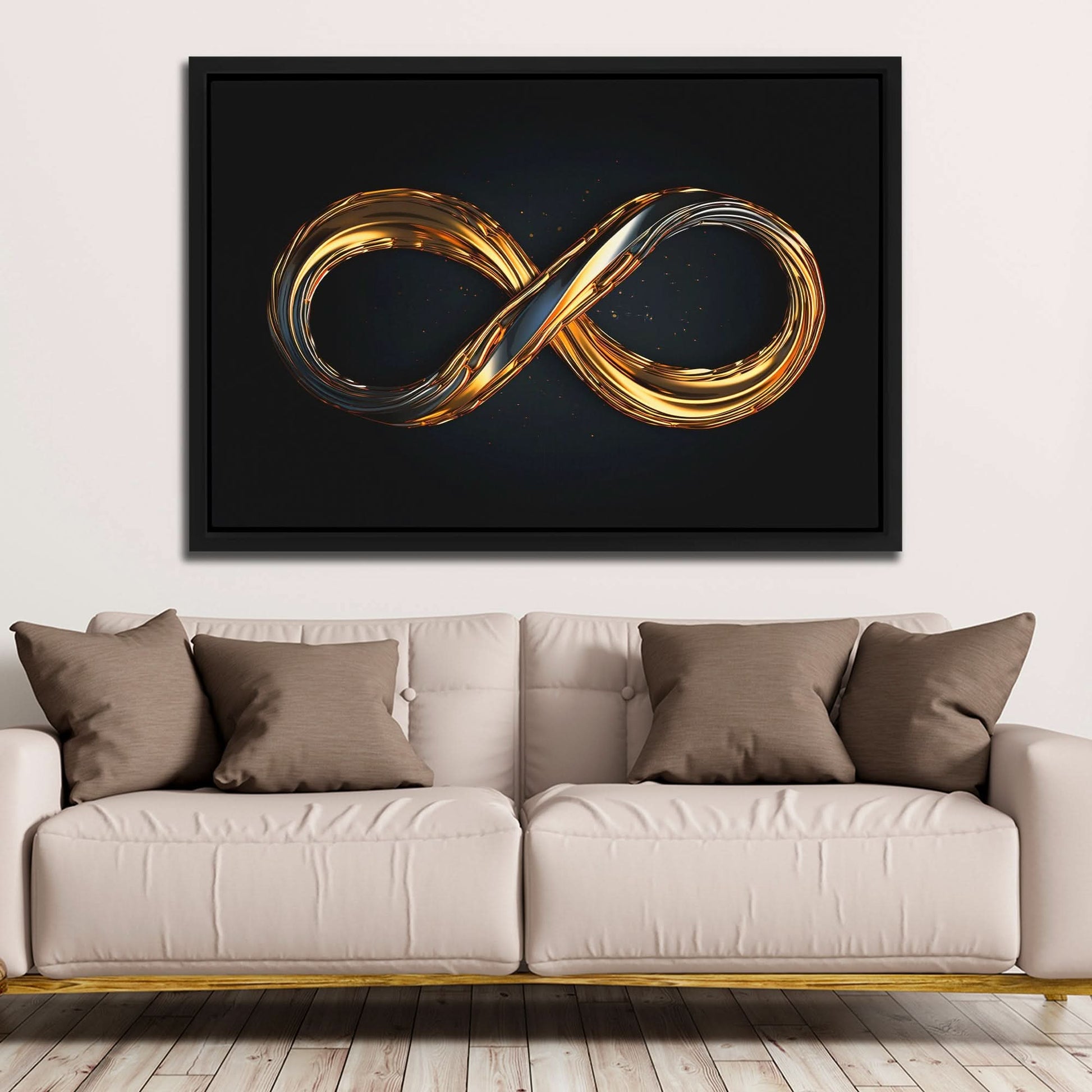 Gold Infinity - Horizontal Wall Art in Black Frame