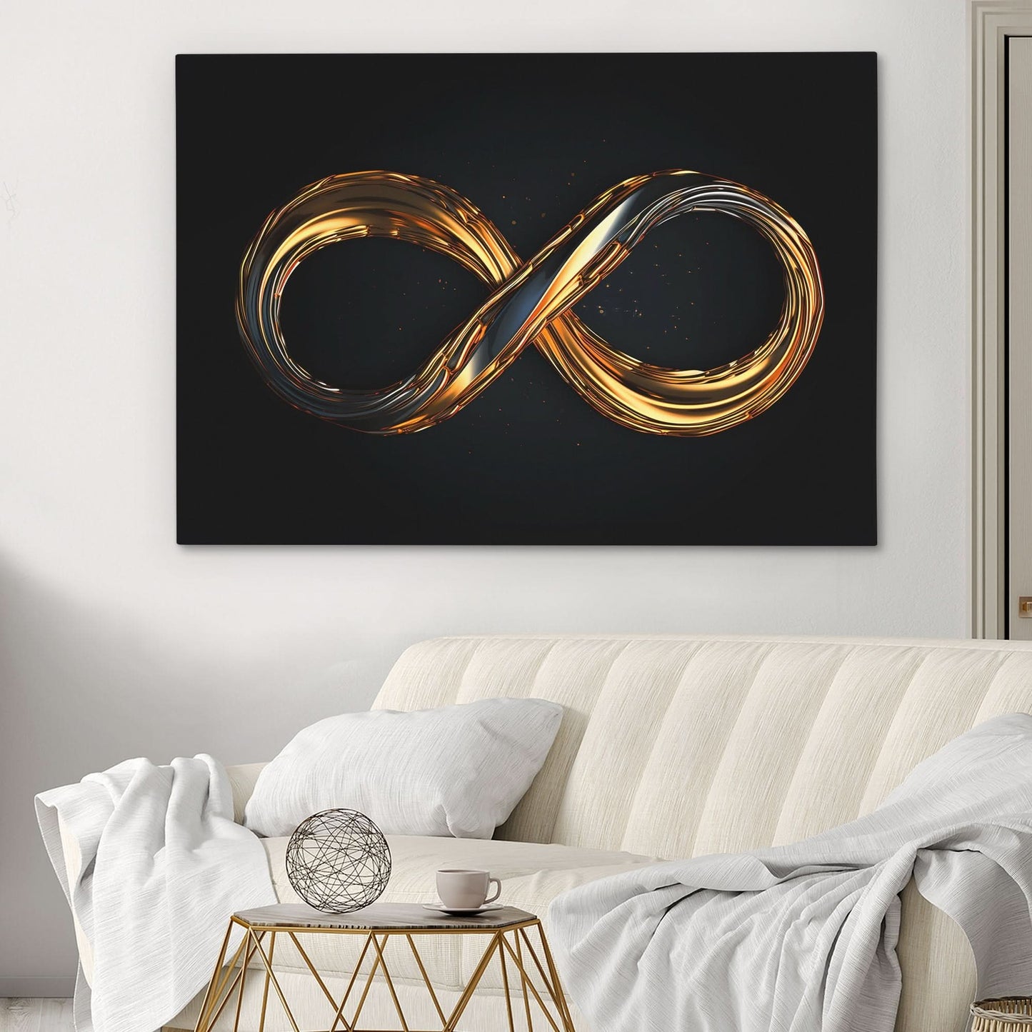 Gold Infinity - Abstract Black Canvas Wall Art