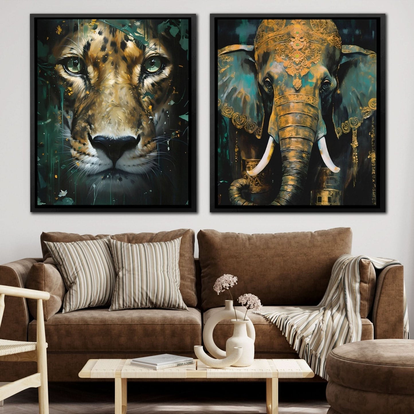 Gold Jade Jungle (2) Set - Large Canvas Print