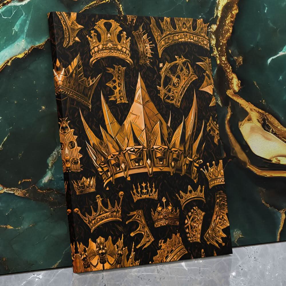 Gold King Crowns - Black and Gold Wall Art