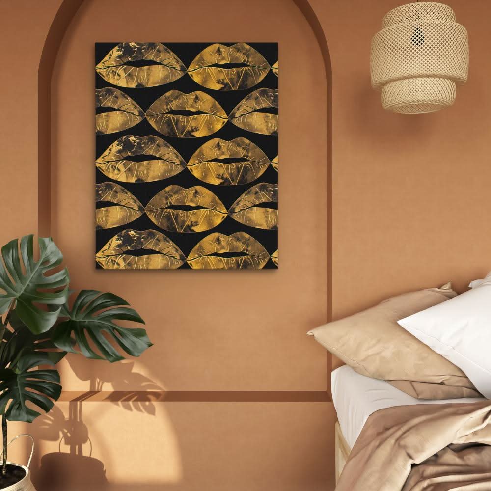 Gold Kisses in the Air - Framed Art Print