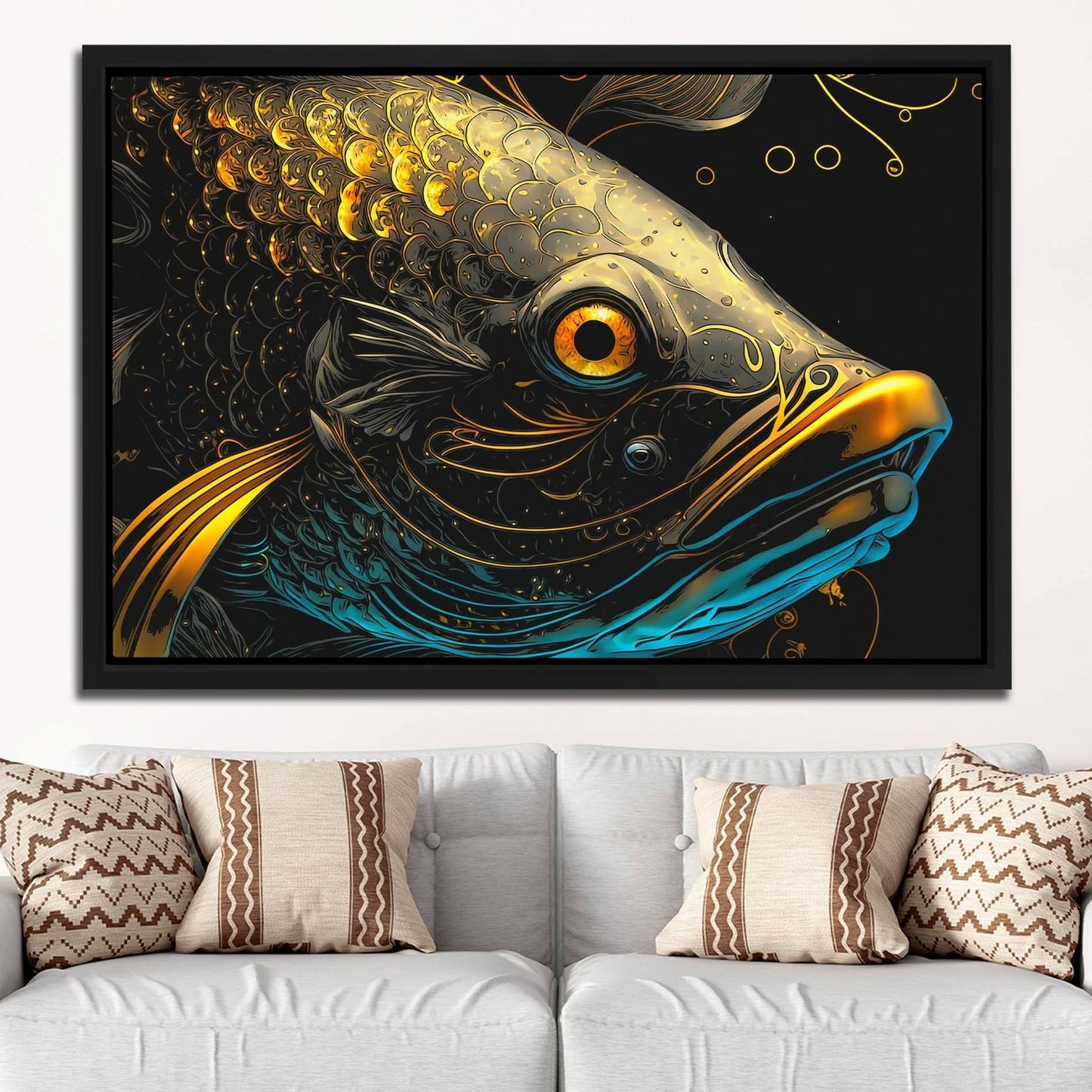 Gold Koi - Oversized Animals Canvas Wall Art