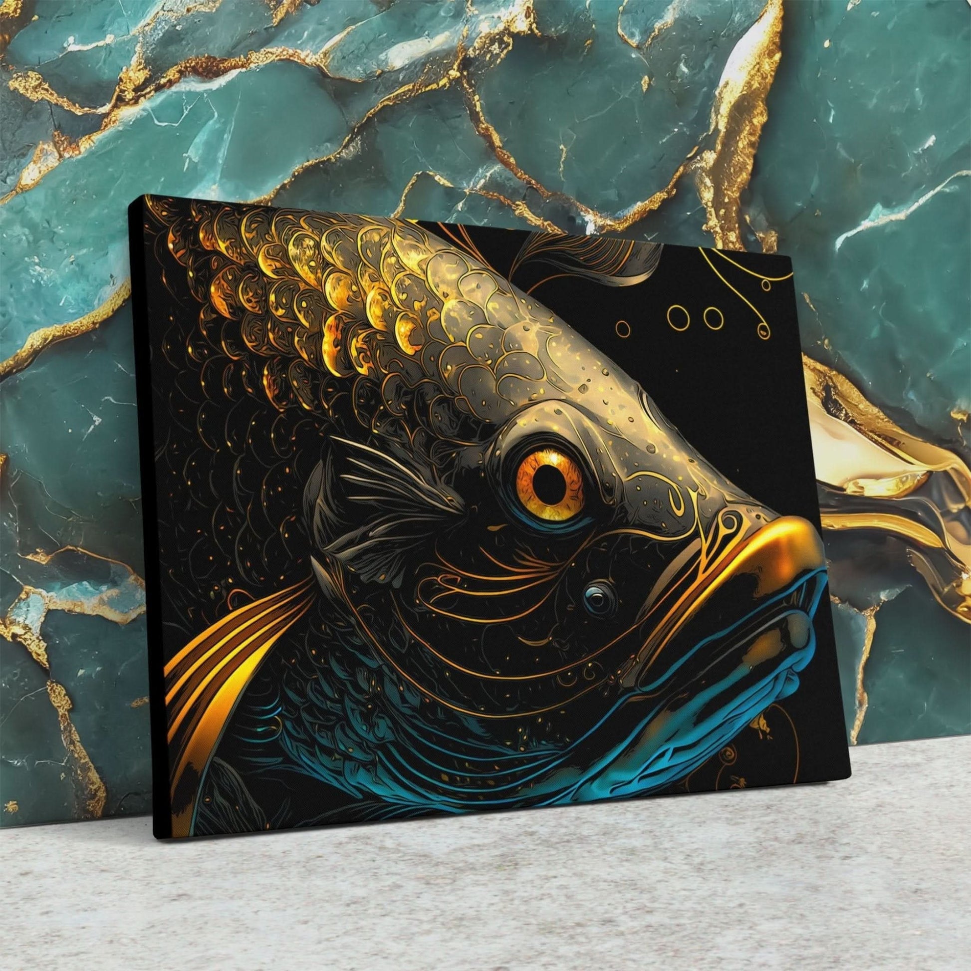 Gold Koi - Animals Canvas Wall Art