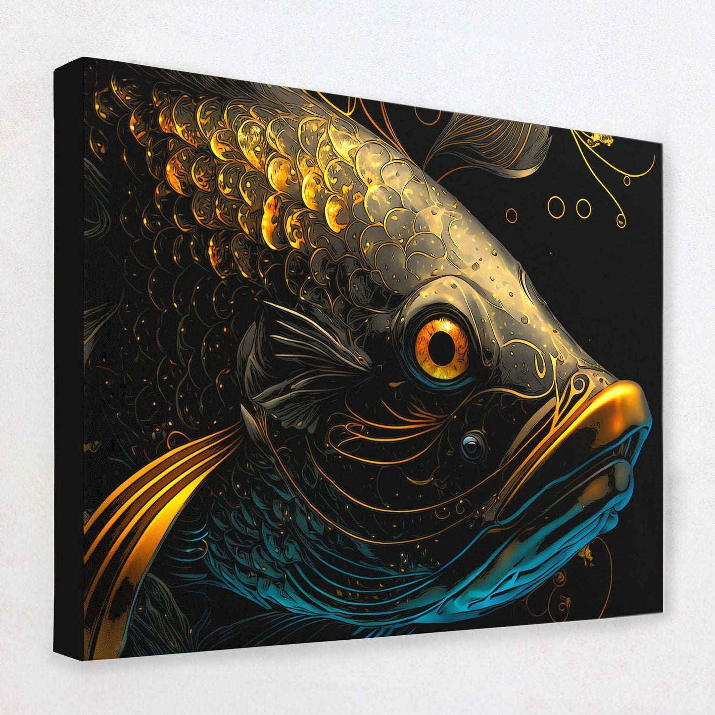 Gold Koi - Wall Art in Black Frame