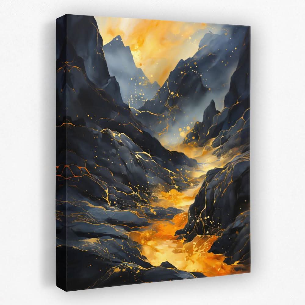 Gold Lava Eruption - Lava Canvas Wall Art
