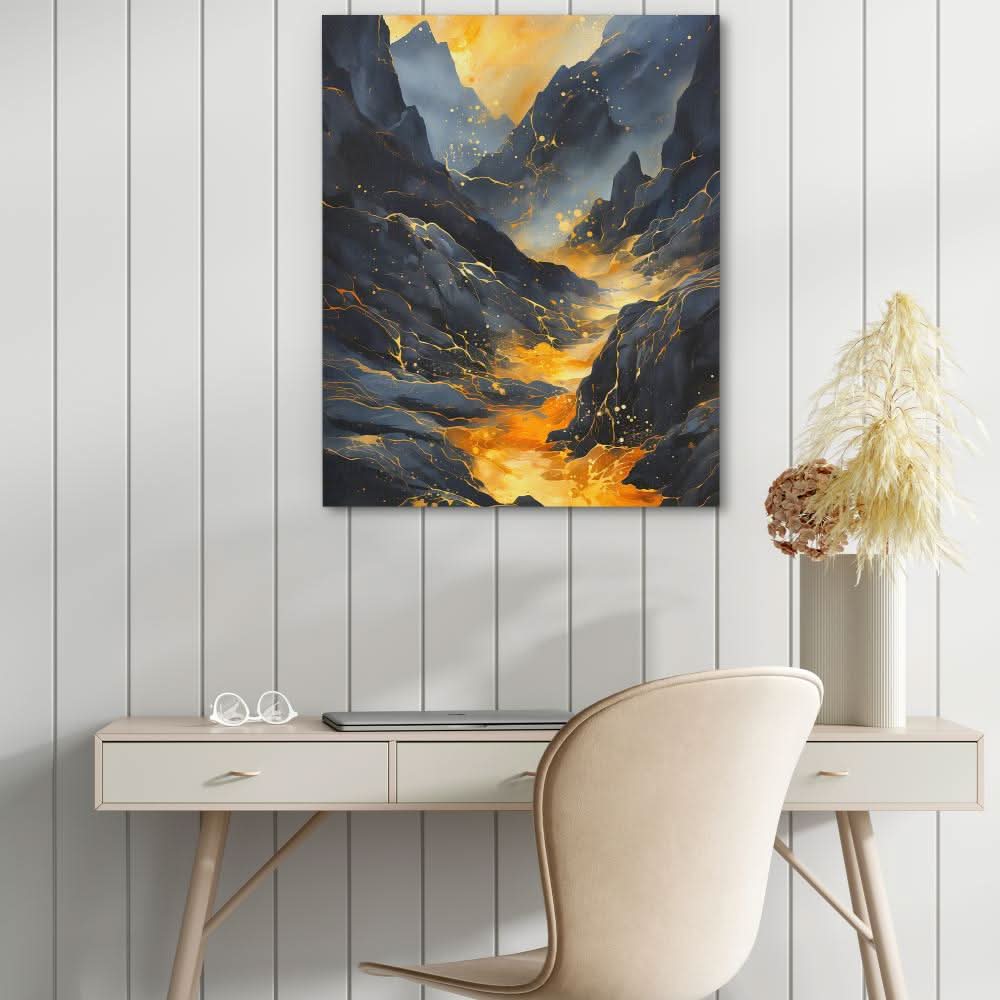 Gold Lava Eruption - Lava Art for Bathroom