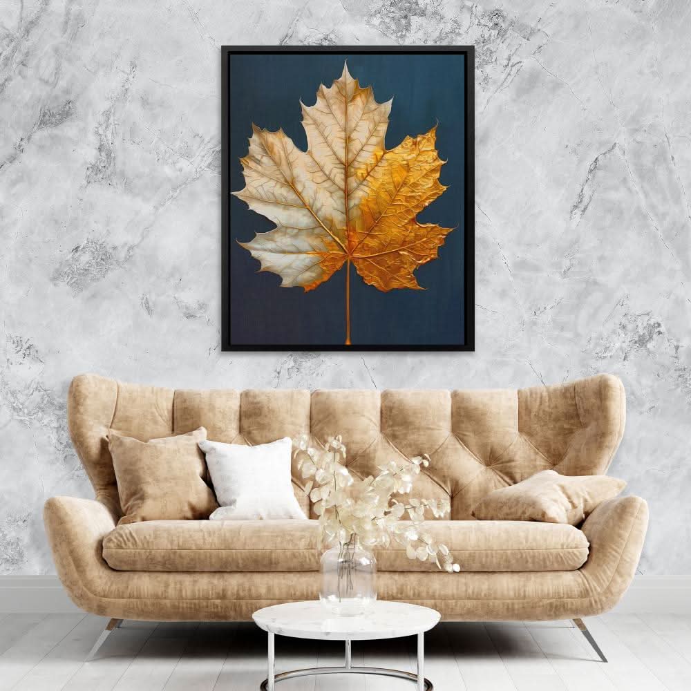 Gold Maple - Canada Wall Art in Black Frame