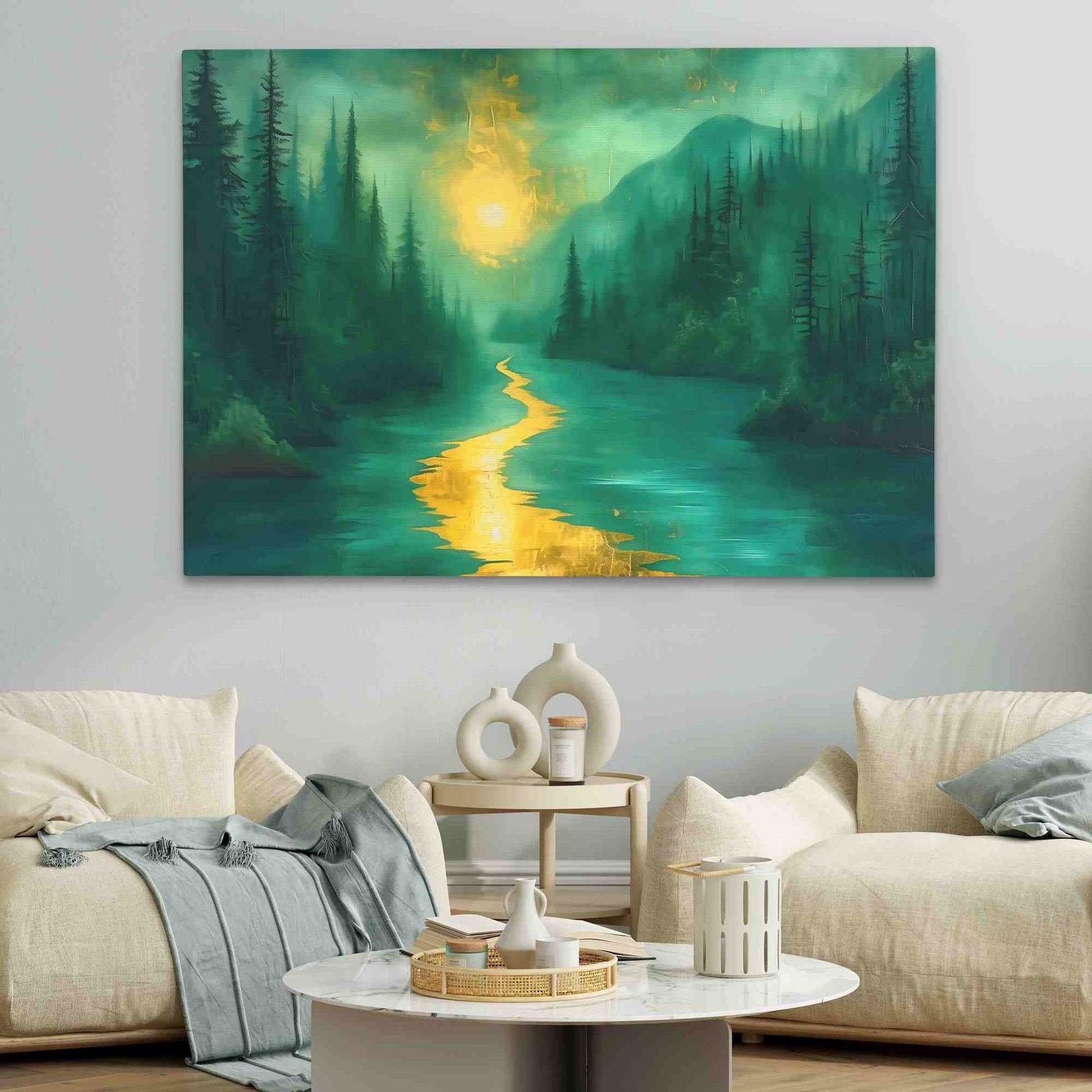 Gold Moonlit River - Gold Wall Art