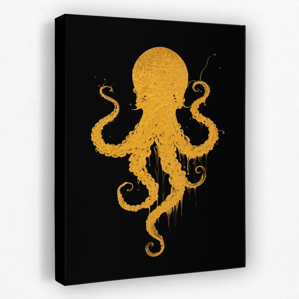 Gold Octopus Dance - Horizontal Canvas Wall Art