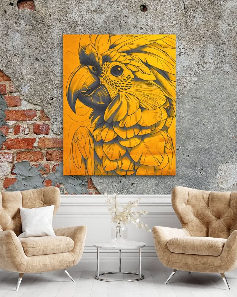 Gold Parrot - Animals Art for Bedroom