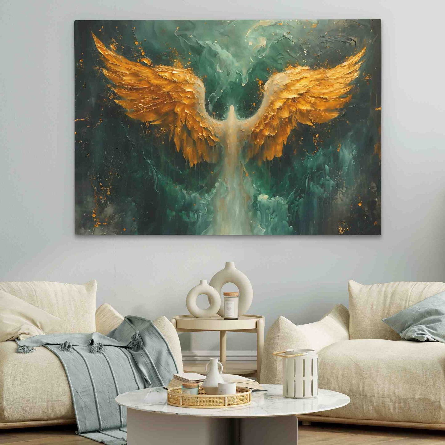 Gold Phoenix Wings - Fantasy Gold Canvas Wall Art