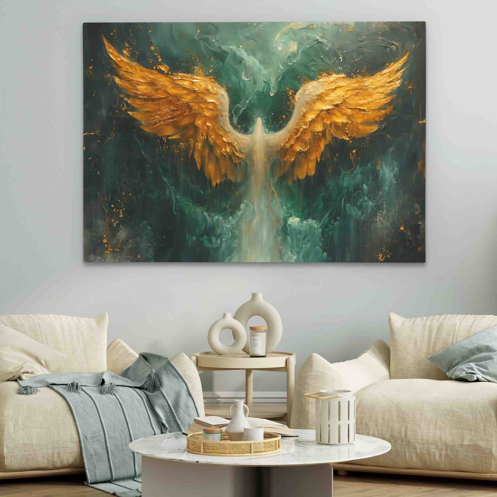 Gold Phoenix Wings - Fantasy Gold Canvas Wall Art