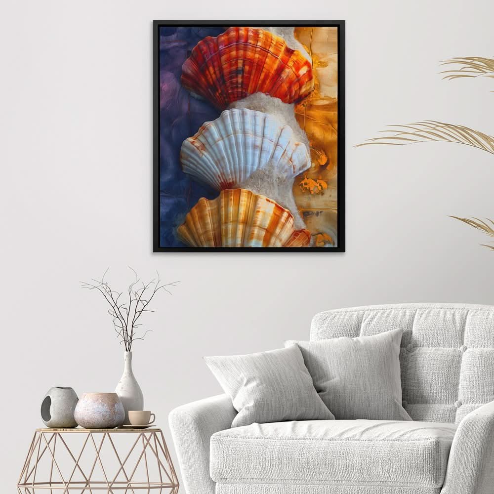 Gold Purple Seashell - Gold Coastal Canvas Print