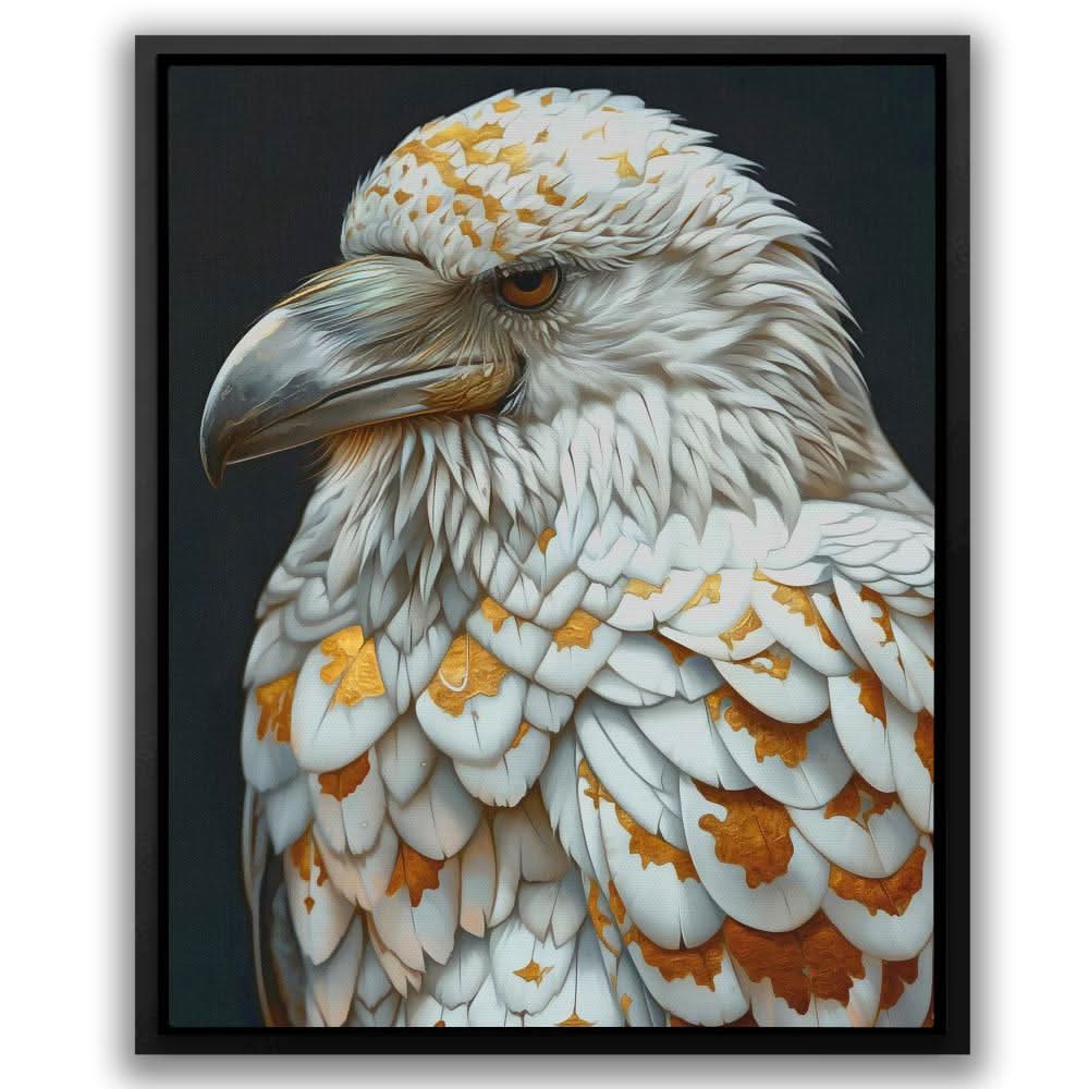 Gold Raven - Modern Wall Art in Black Frame
