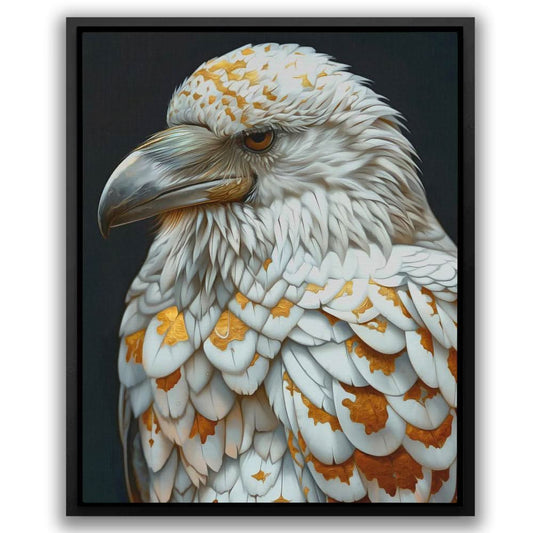 Gold Raven - Modern Wall Art in Black Frame