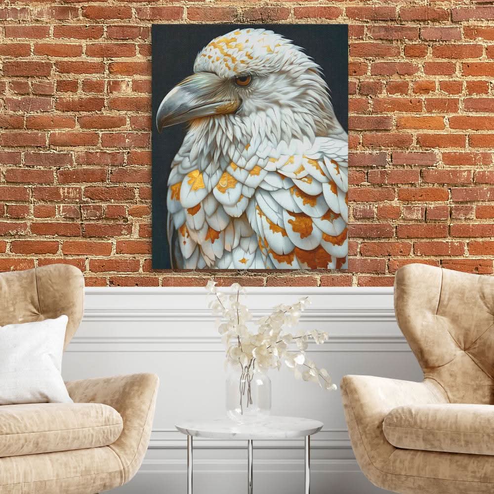 Gold Raven - Bird Wall Art in Black Frame