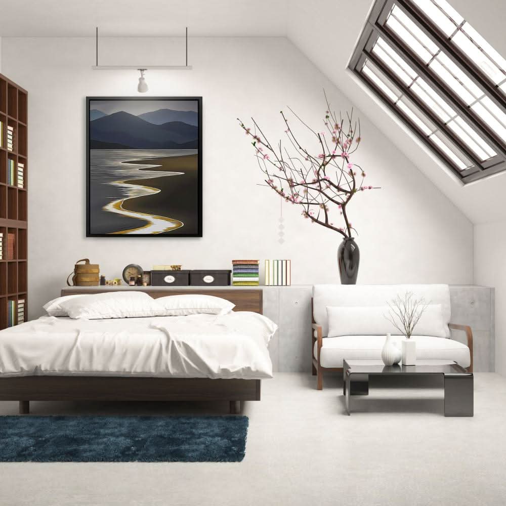 Gold Shoreline - Black and Gold Nature Canvas Print