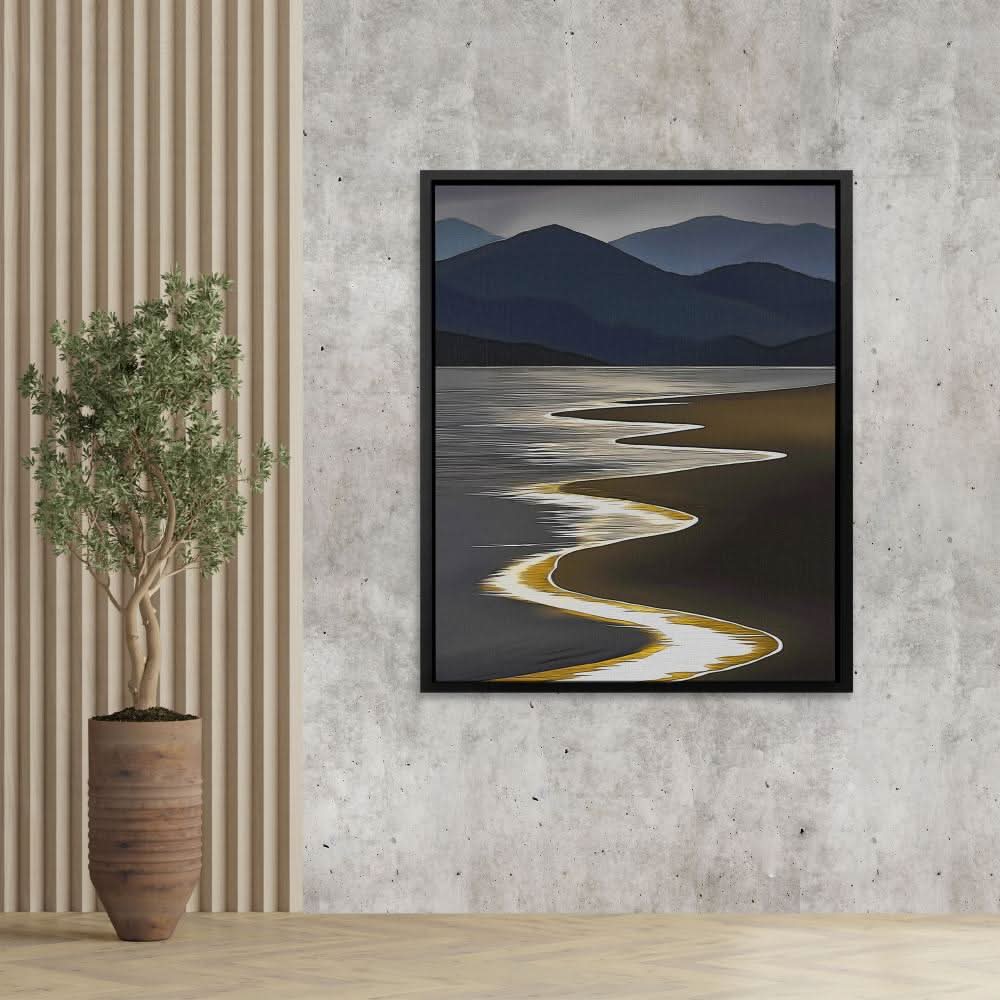 Gold Shoreline - Minimalist Brown Canvas Wall Art