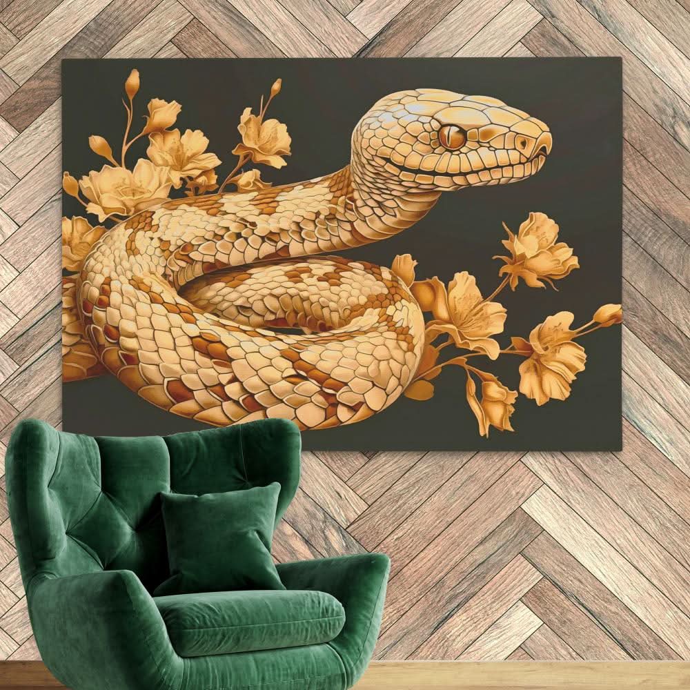 Gold Snake Scales - Beige Wall Art