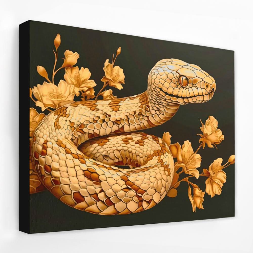 Gold Snake Scales - Animals Canvas Wall Art