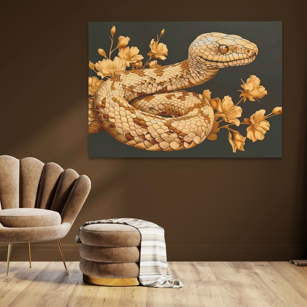 Gold Snake Scales - Beige Reptile Canvas Print