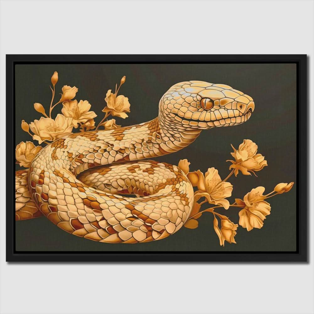 Gold Snake Scales - Reptile Wall Art in Black Frame