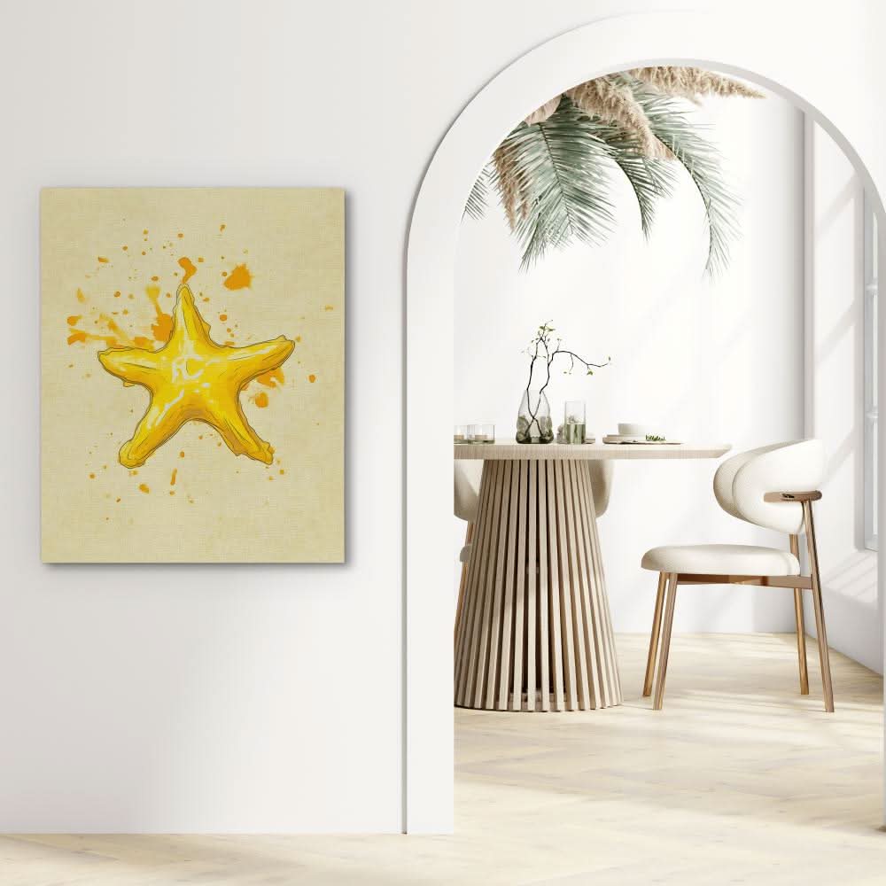 Gold Starfish - Beach Art for Bathroom