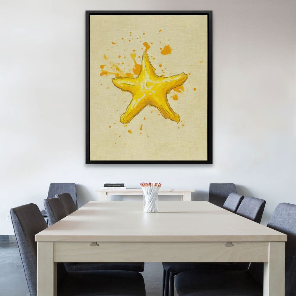 Gold Starfish - Yellow Coastal Canvas Print