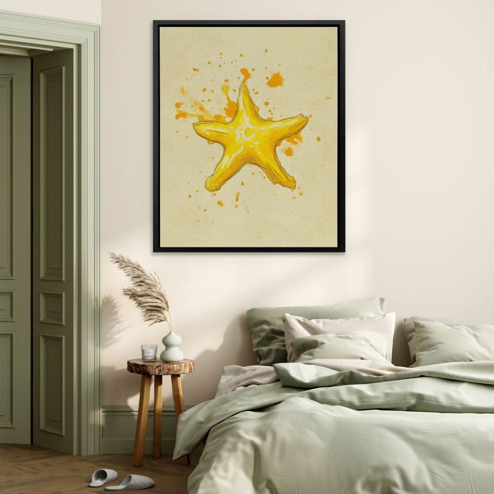 Gold Starfish - Yellow Wall Art for Bathroom