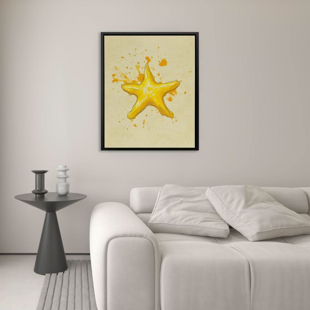 Gold Starfish - Wall Art in Black Frame