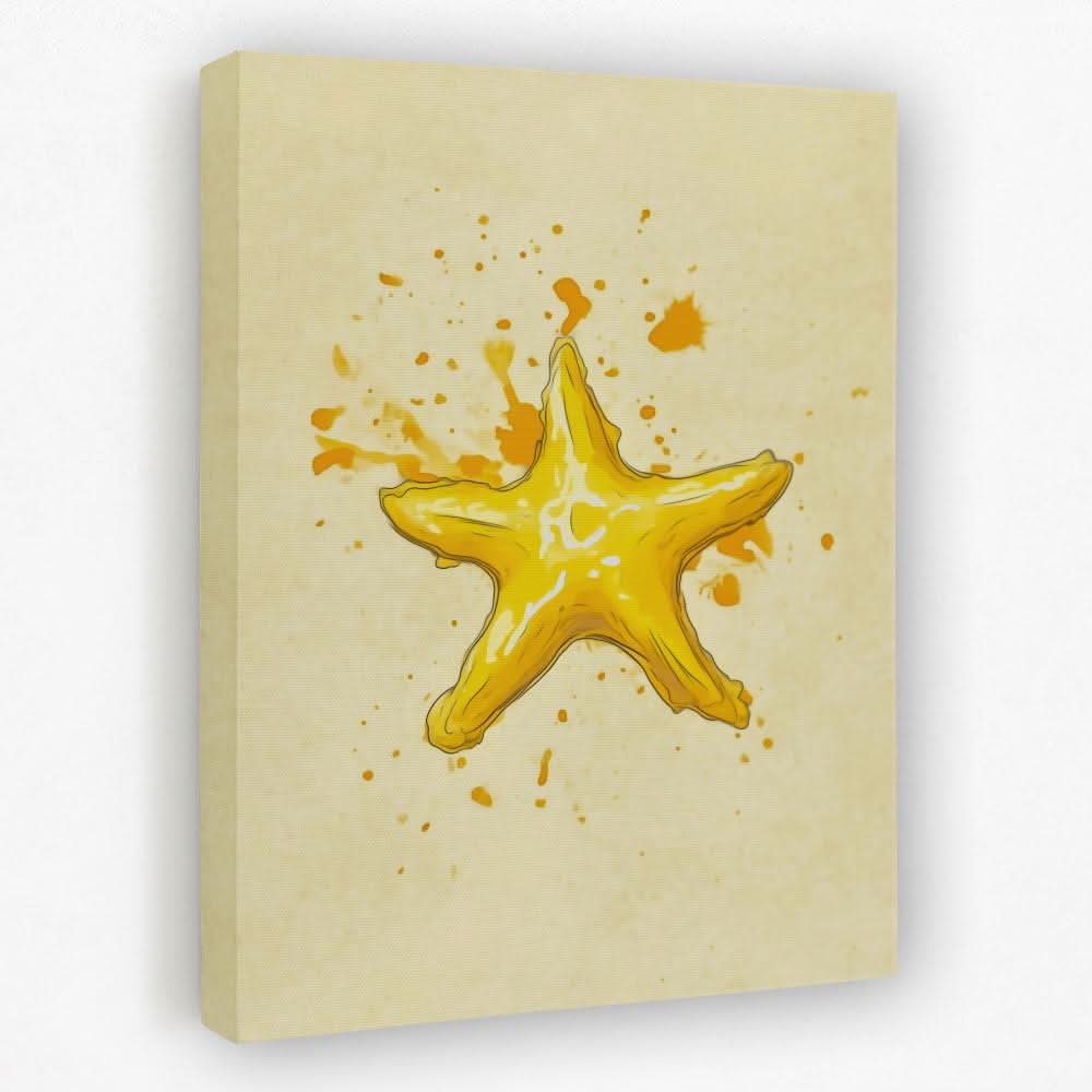Gold Starfish - Beach Canvas Wall Art