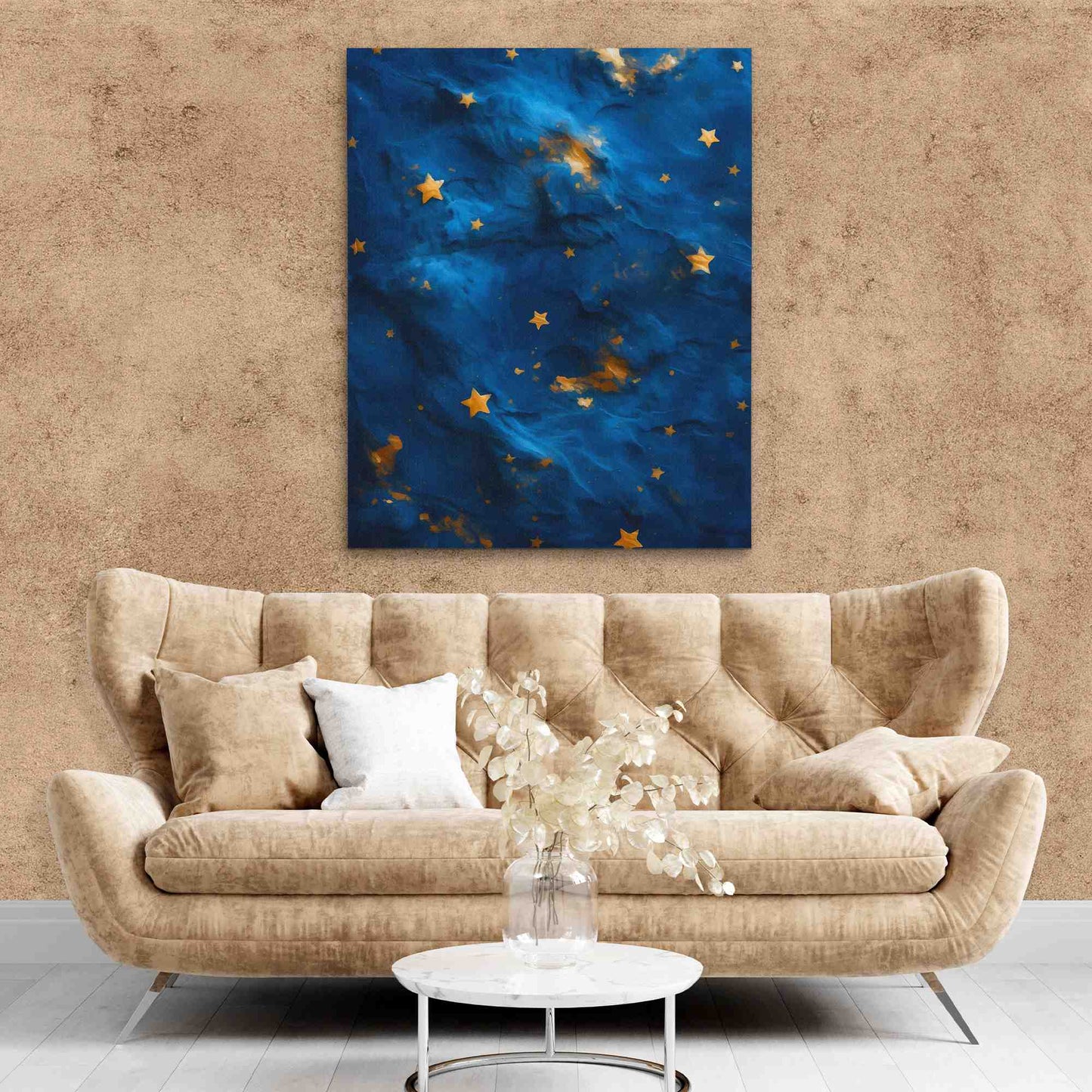 Gold Stars - Blue Wall Art