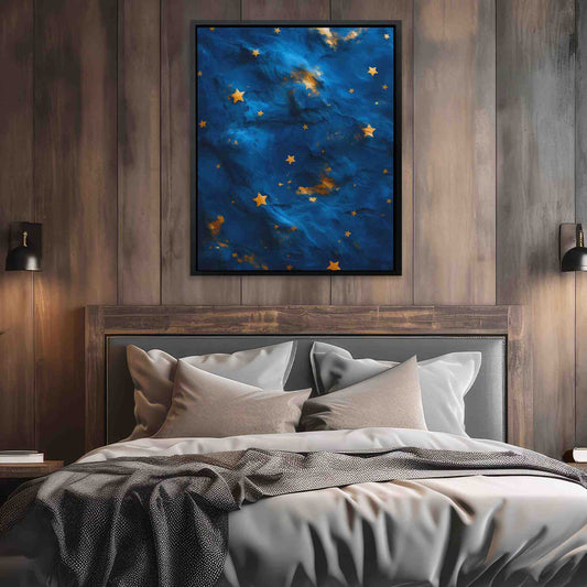 Gold Stars - Abstract Wall Art in Black Frame