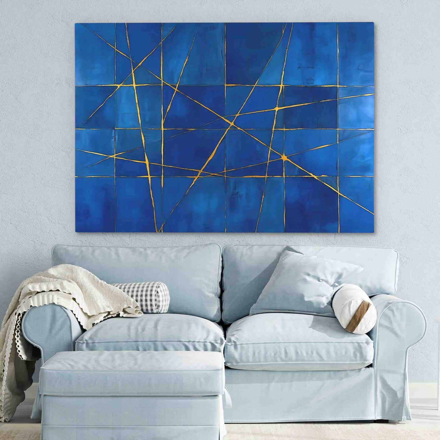 Gold Strands - Abstract Wall Art in Black Frame