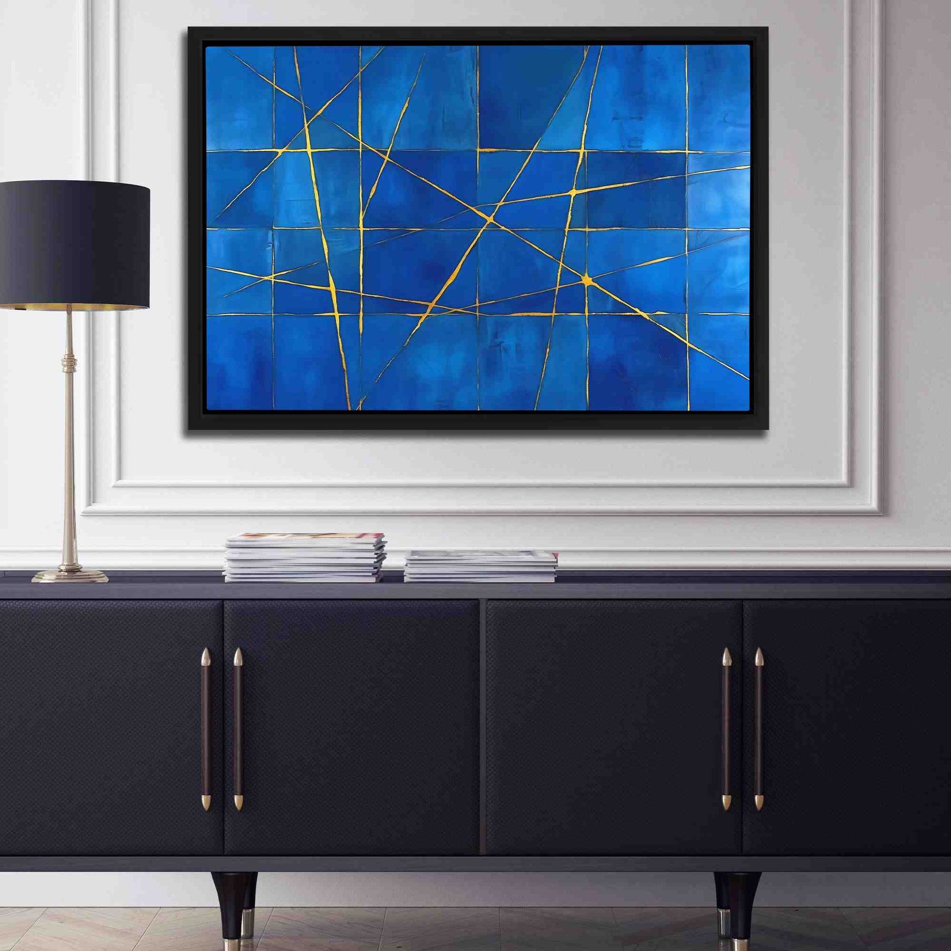 Gold Strands - Blue Wall Art